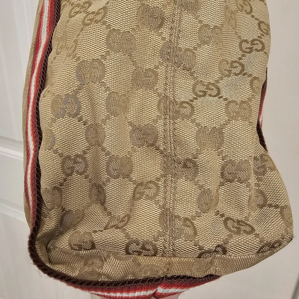 Gucci Monogram Tote with Red Netting